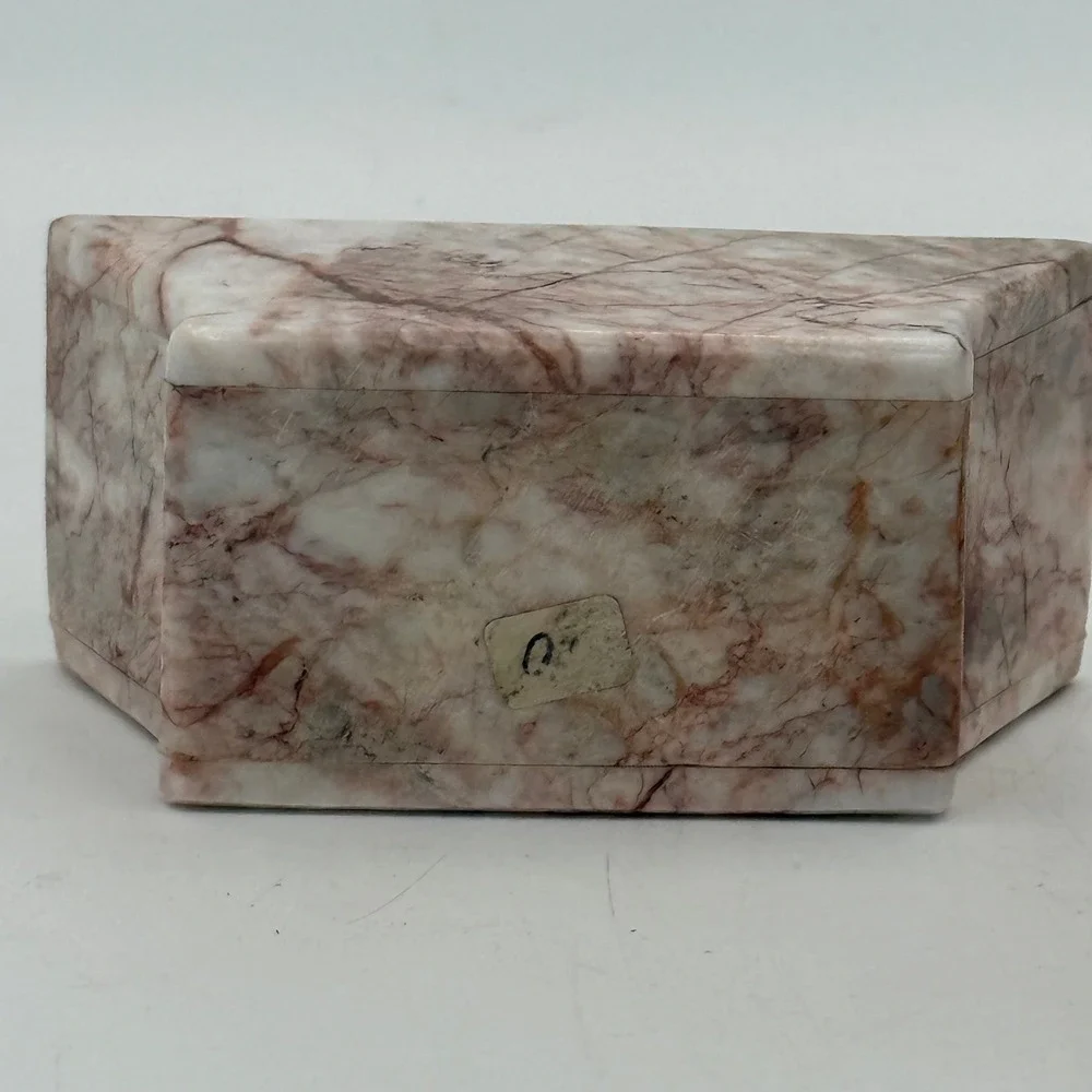 Vintage Pink Marble Coaster Set of 6 with Matching Holder Natural Stone Round
